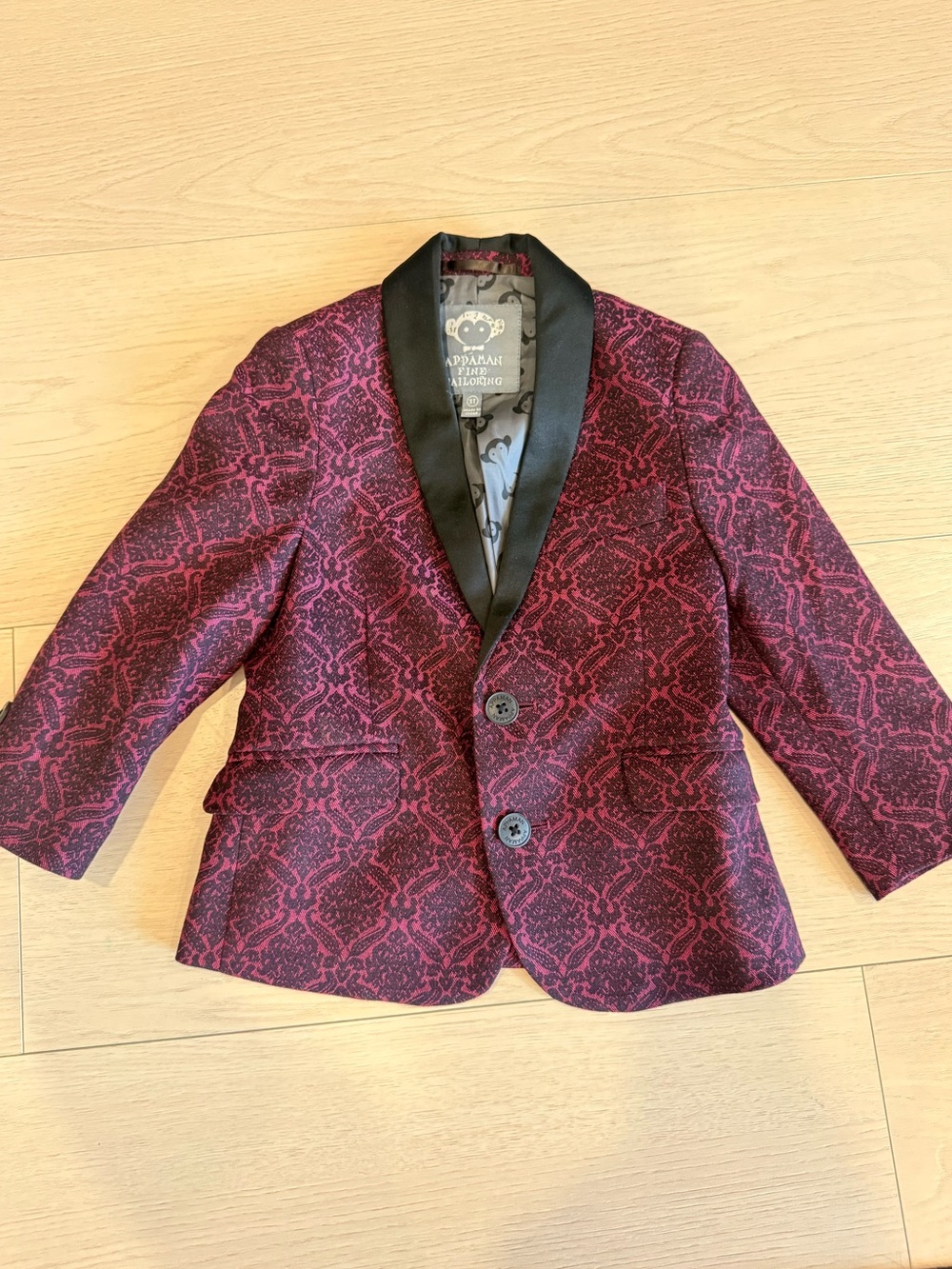 Appaman Maroon and Black Patterned Kids Blazer | 3T